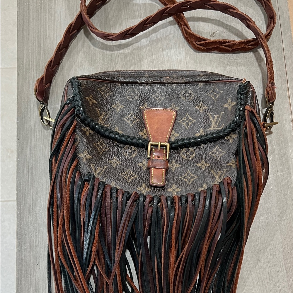 Louis Vuitton Brown and Black Fringe Bag